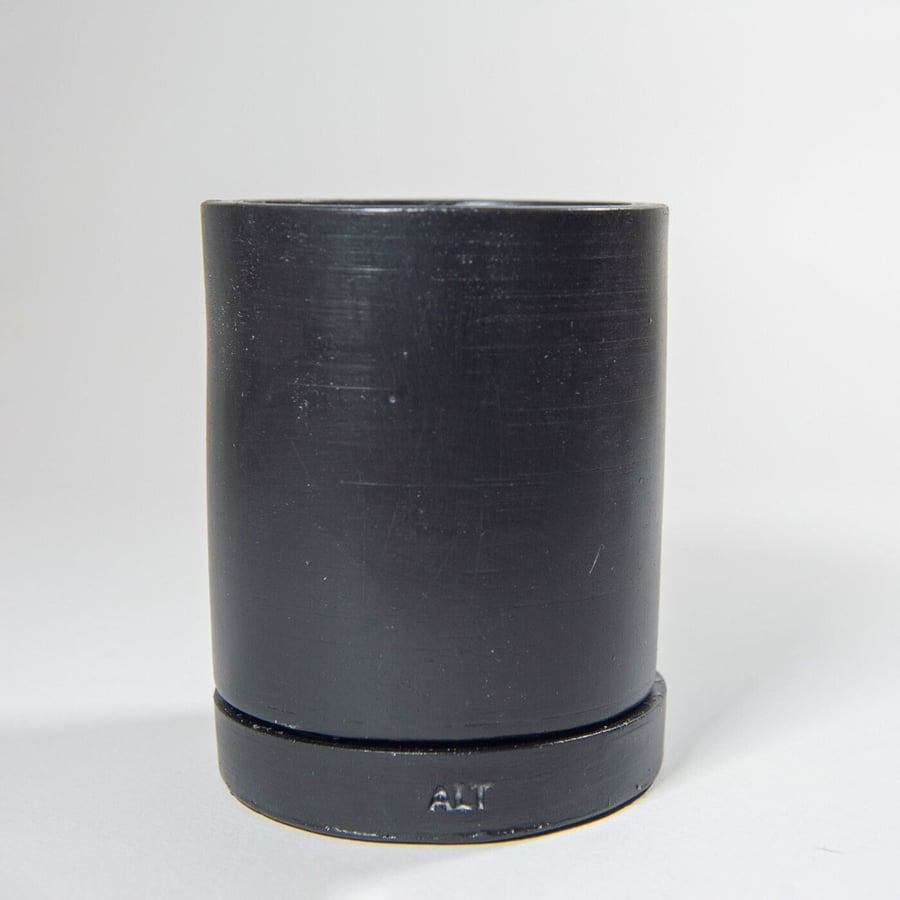 Plant Pot Jesmonite Concrete Black, Indoor Planter with Drainage saucer & tray