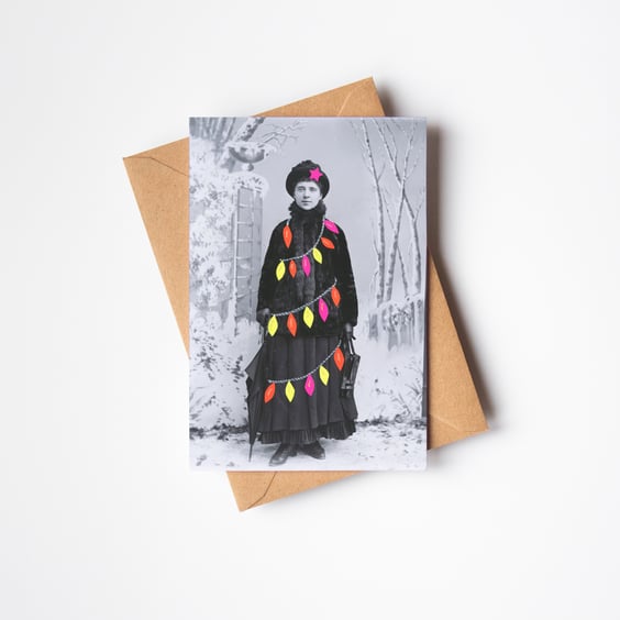 Victorian Christmas Card - Dressed Up Like a Christmas Tree