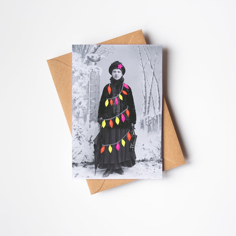 Victorian Christmas Card - Dressed Up Like a Christmas Tree