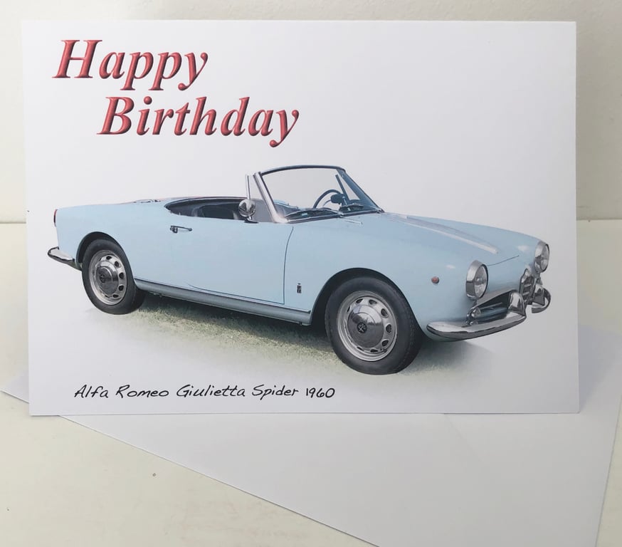 Alfa Romeo Giulietta Spider 1960 - B'day, Anniversary, Retirement or Plain Card