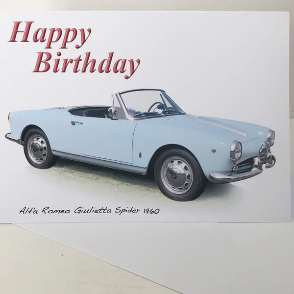 Alfa Romeo Giulietta Spider 1960 - B'day, Anniversary, Retirement or Plain Card