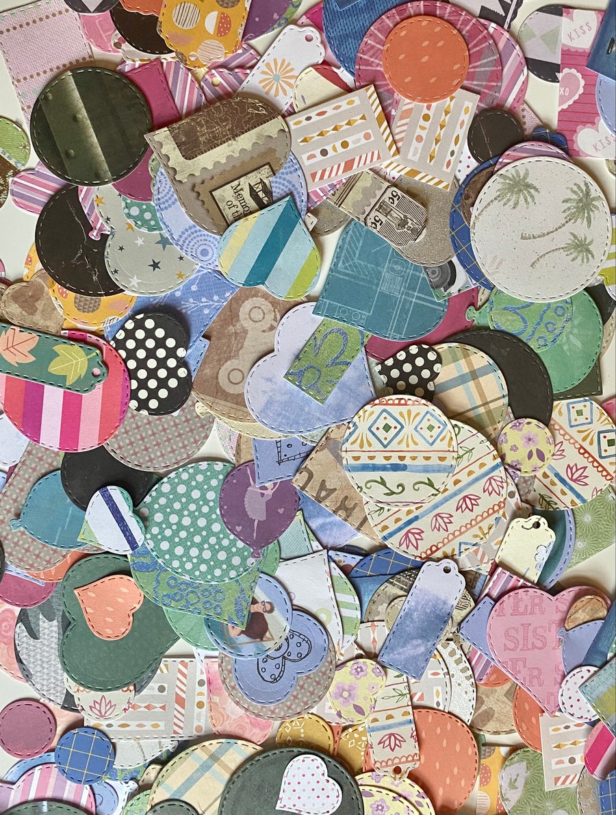 Assorted Patterned Paper & Card Shapes for Scrapbooking, Card Making, Crafting