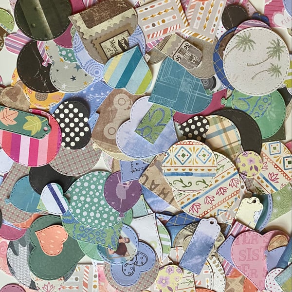 Assorted Patterned Paper & Card Shapes for Scrapbooking, Card Making, Crafting