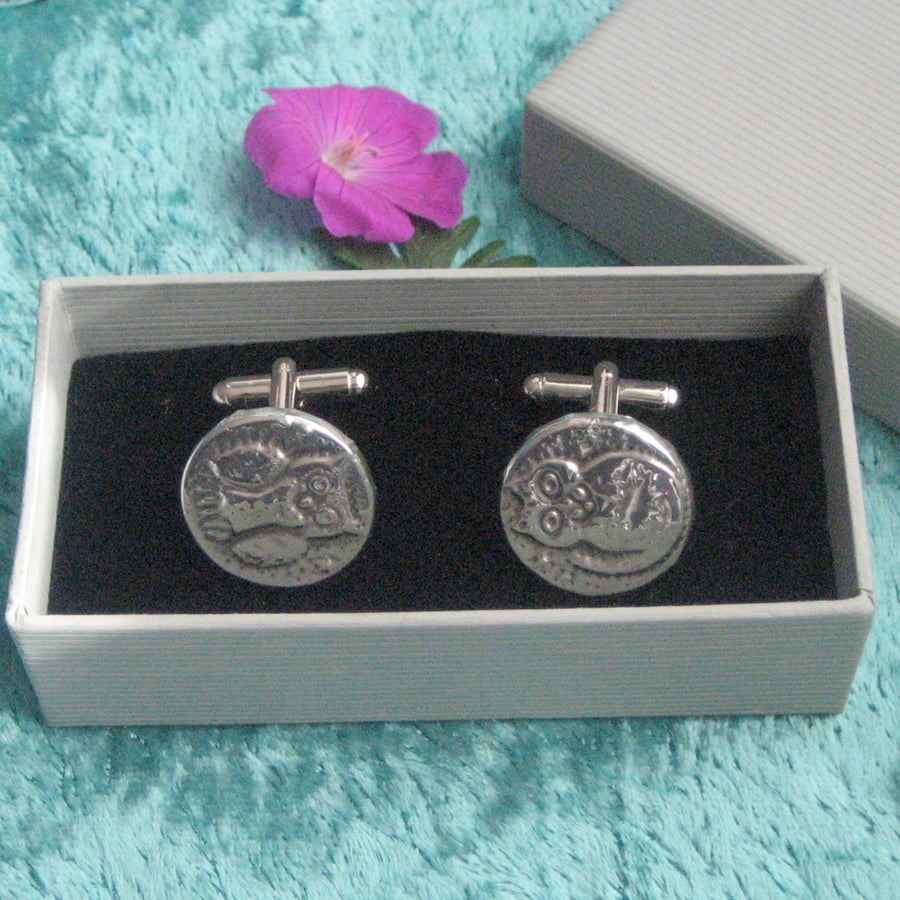 The Owl and the Pussycat Pewter Cufflinks 