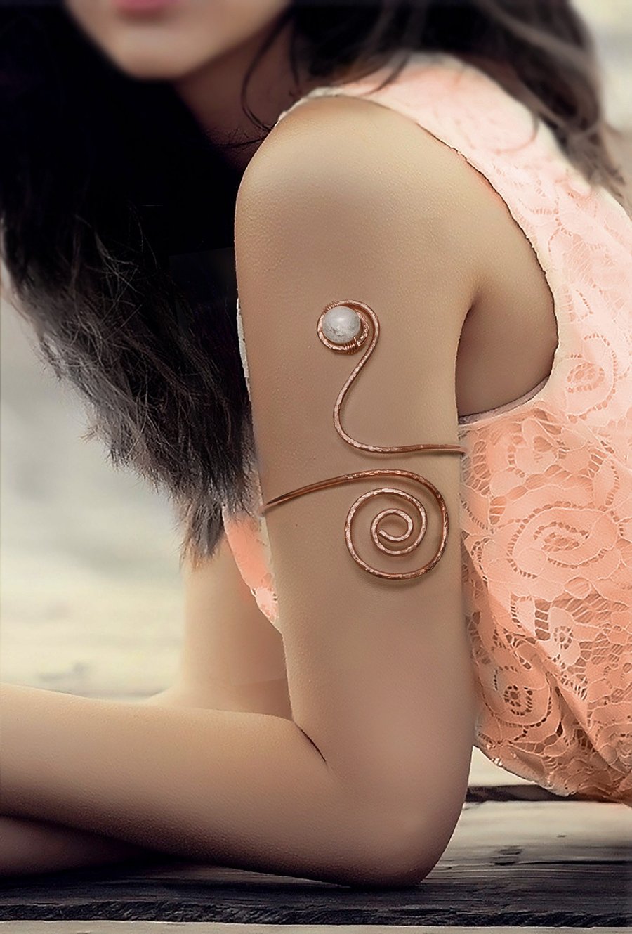 CopperBrass Armlet, upper arm cuff bracelet, Armlet Wire wrapped brass,Arm Cuff,