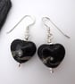 lampwork glass black heart earrings - Image 2