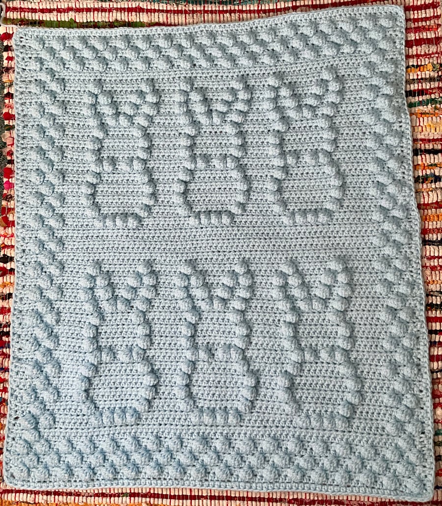 Easter bunny handmade crochet baby blanket 