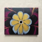 Acrylic Pour Art Canvas, Wall Art - White, Gold, Black & Magenta Colour Scheme