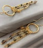 Dainty Hoop Dangle Earrings With Pyrite & Smokey Quartz  - Image 9