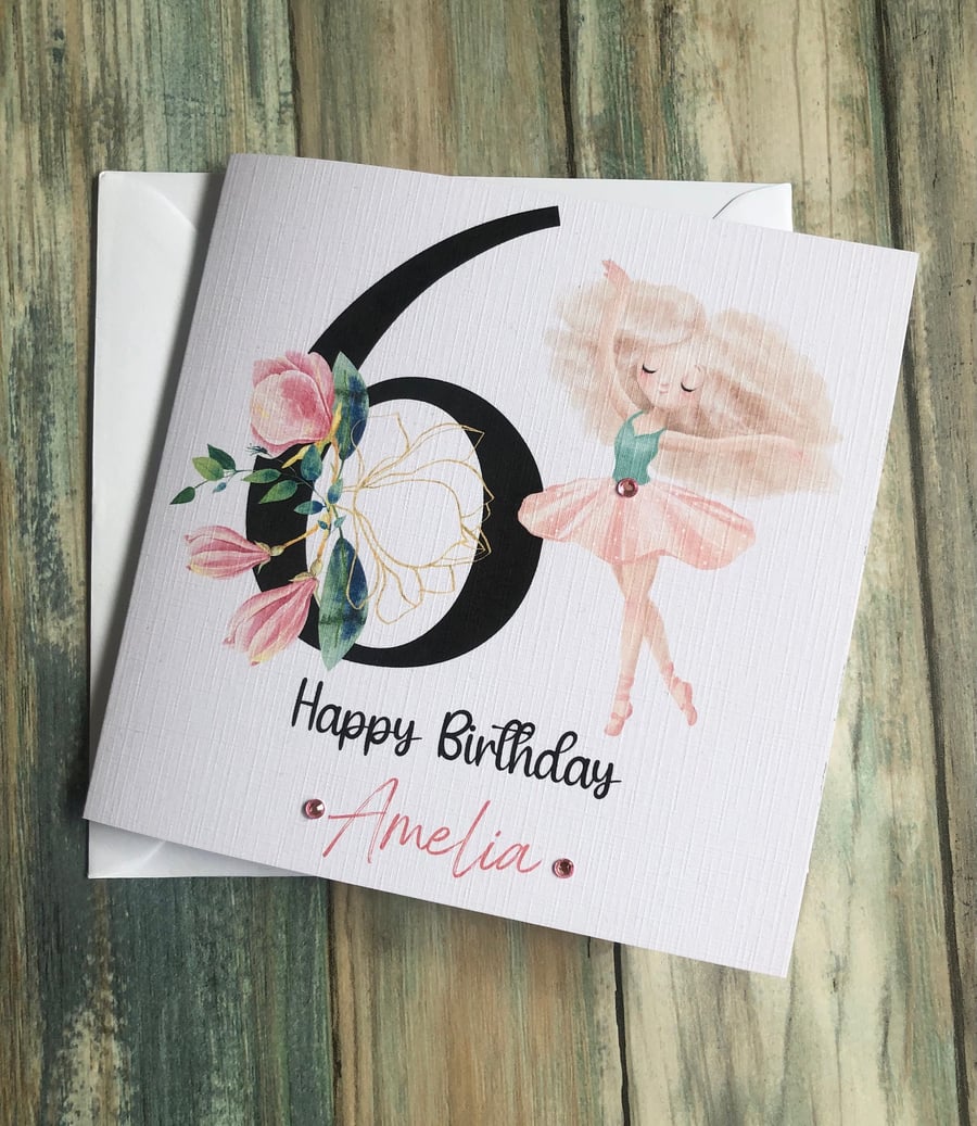 Ballerina Number Birthday Card for Her Happy Birthday Daughter Granddaughter