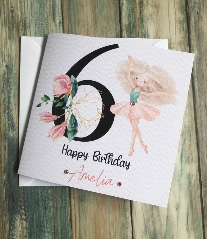 Ballerina Number Birthday Card for Her Happy Birthday Daughter Granddaughter
