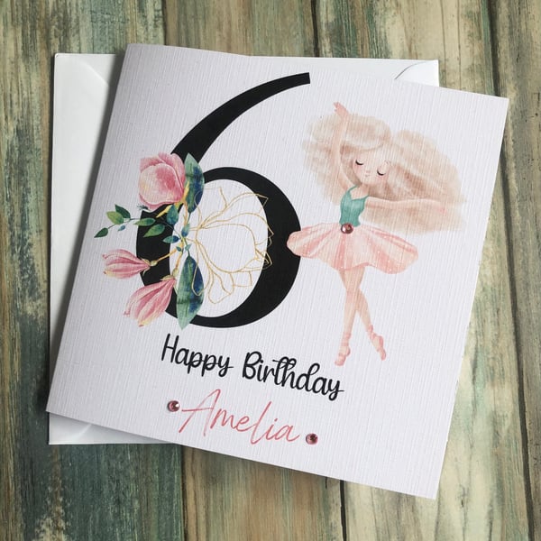 Ballerina Number Birthday Card for Her Happy Birthday Daughter Granddaughter