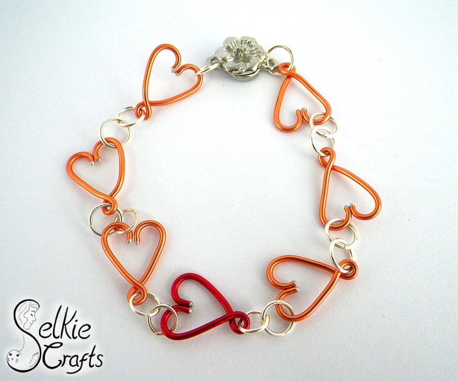 Linked Hearts Bracelet, mothers day gift for mum, Heart jewellery