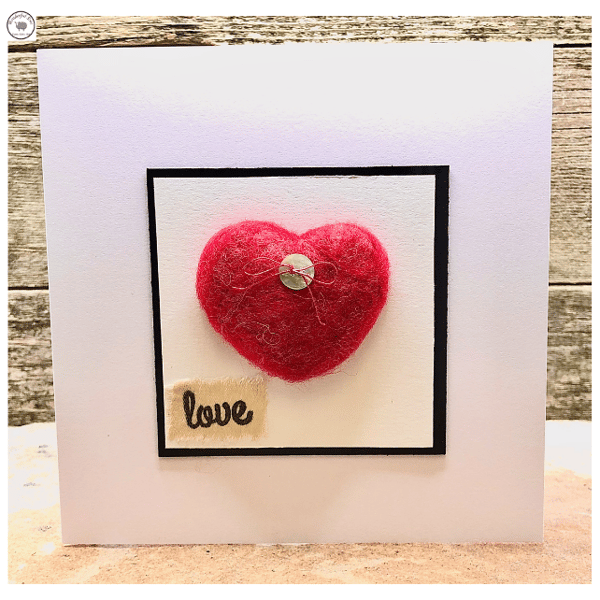 Greeting card felt heart letterbox gift anniversary fibre art wool