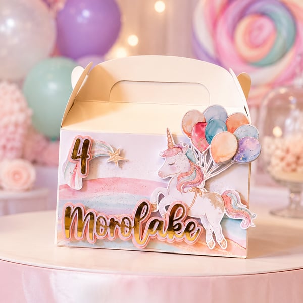 Personalised Unicorn Party Box Goodie Box for Girls Birthday Unicorn Birthday