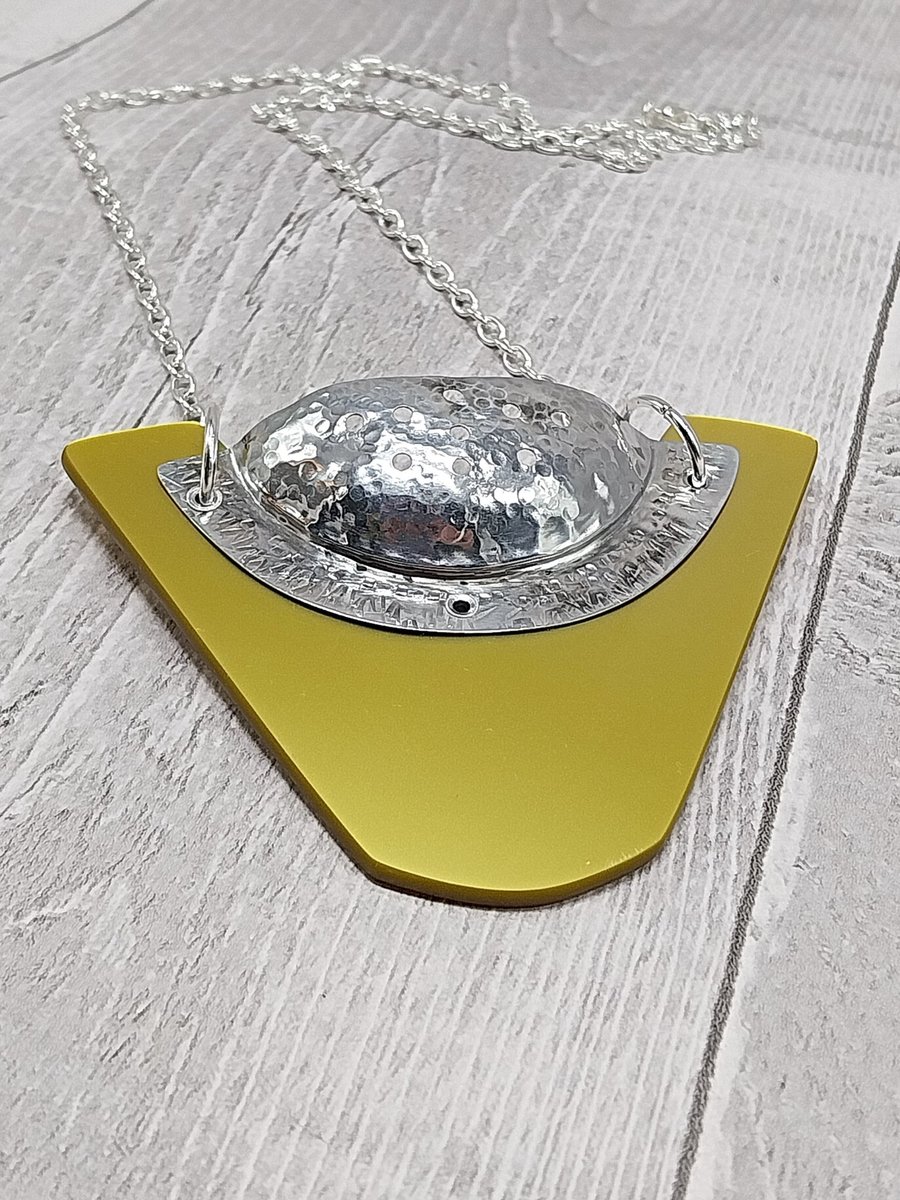 Recycled Aluminium Drink Can Base, Gold Acrylic Shape Necklace Pendant