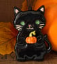 Cinders the black cat ceramic Halloween decoration - Image 2