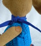 Lupin, a 16" fleece unjointed rabbit with neckerchief and knitted waistcoat. - Image 6