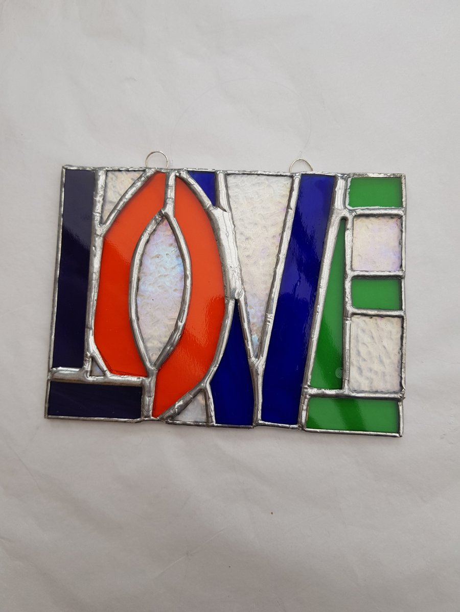 487 Stained Glass Love - handmade hanging decoration.