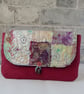 Raspberry pink clutch bag with textile art feature - Image 7