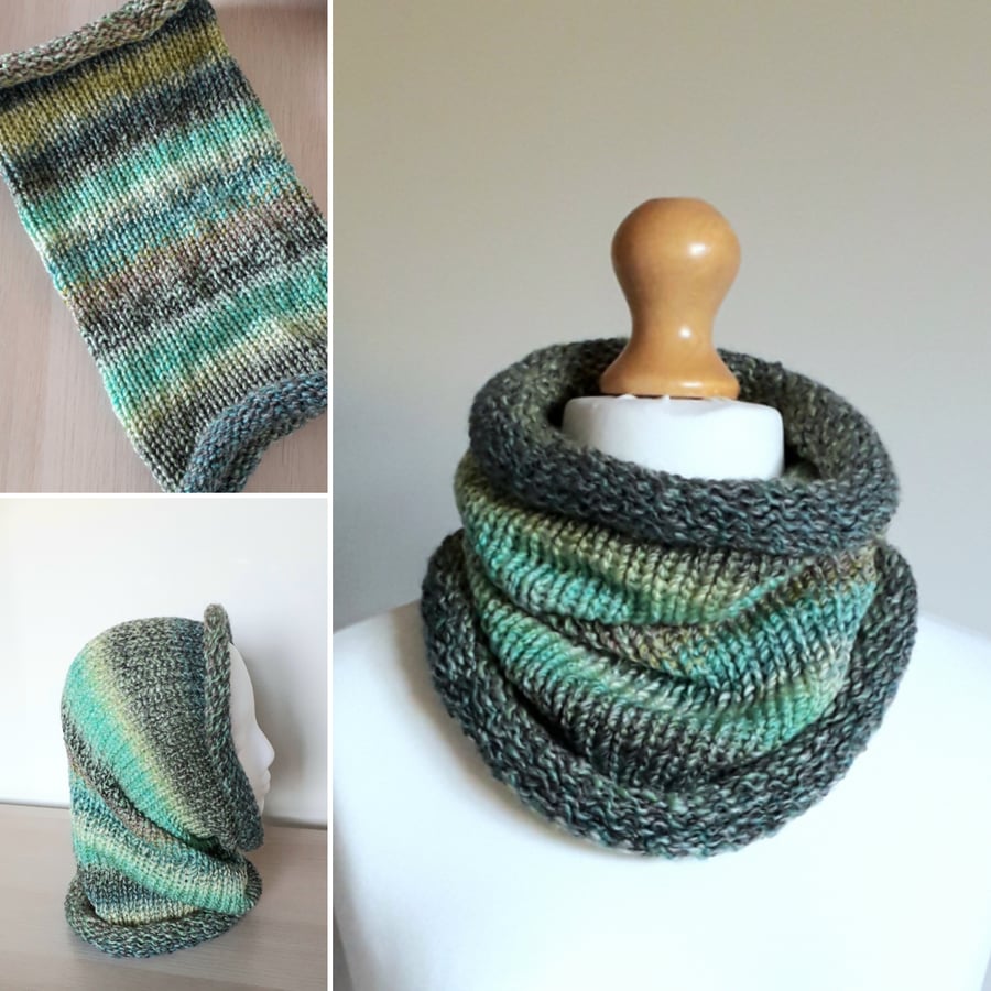 Neck Warmer, Cowl, Scarf, Infinity Scarf - Shades of Green