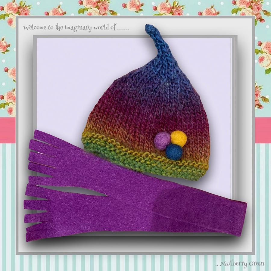 Reserved for Linda - Rainbow Shaded Hat and Scarf Set