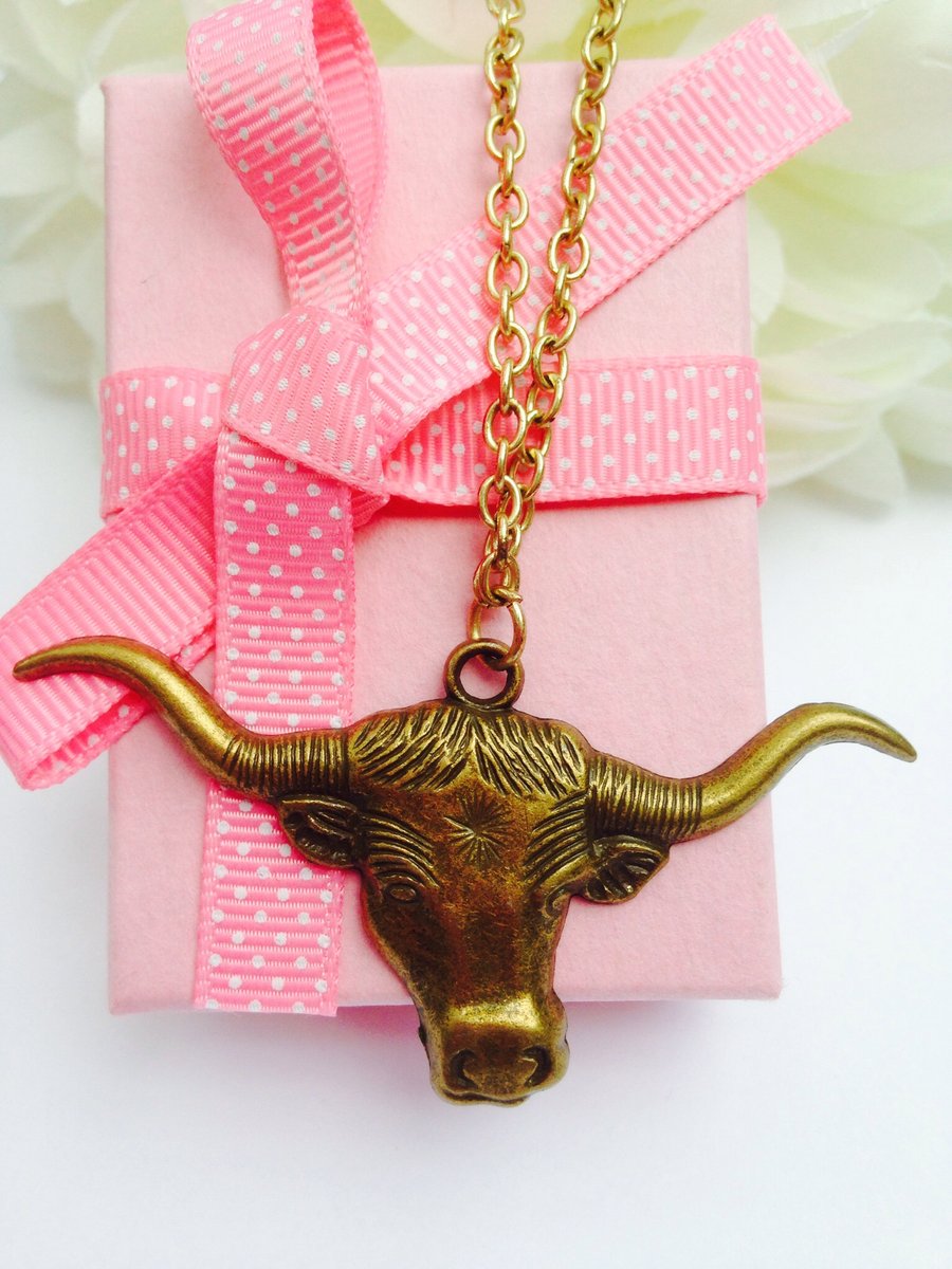  Brass bull necklace