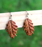 Handmade Ceramic Earrings, Painted Autumn Oak Leaves, Orange and Brown Dangle Le - Image 6