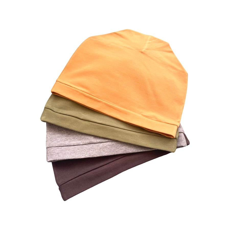 Women's Autumn Hats, Slouchy Cotton Beanie Hat Set of 4