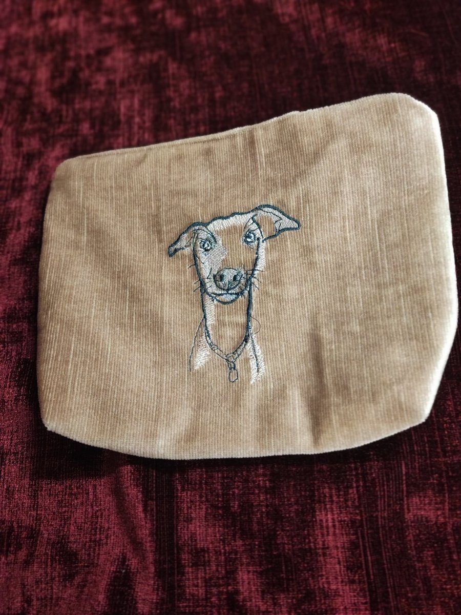 Cosmetic, Toiletries Bag with embroidered dog