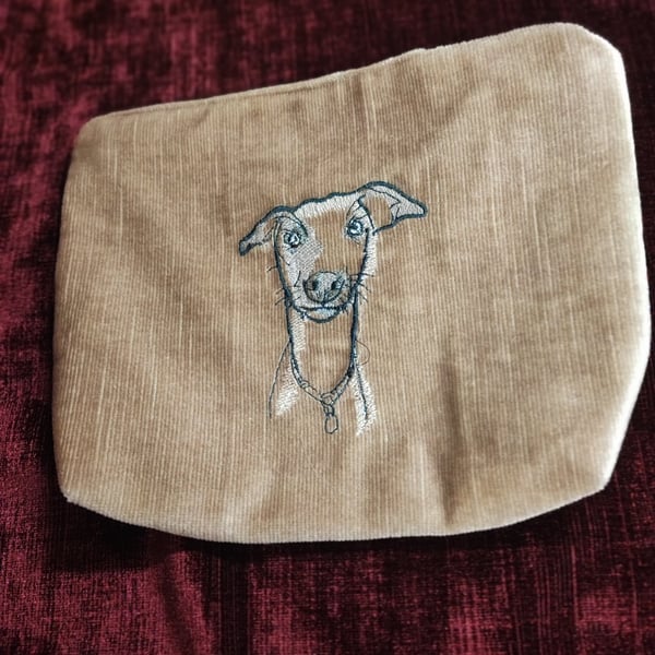 Cosmetic, Toiletries Bag with embroidered dog