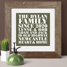 Heart and Home Personalised Print  - available in any colour
