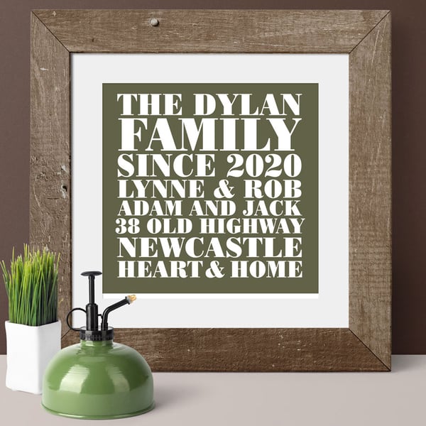 Heart and Home Personalised Print  - available in any colour