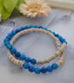 Agate stretch bracelet stack in deep teal (boho, beach) - Image 1