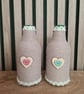 Set Of 2 Neutral Rope Wrapped Bottles-Heart Detail-Rustic Home Decor - Image 5