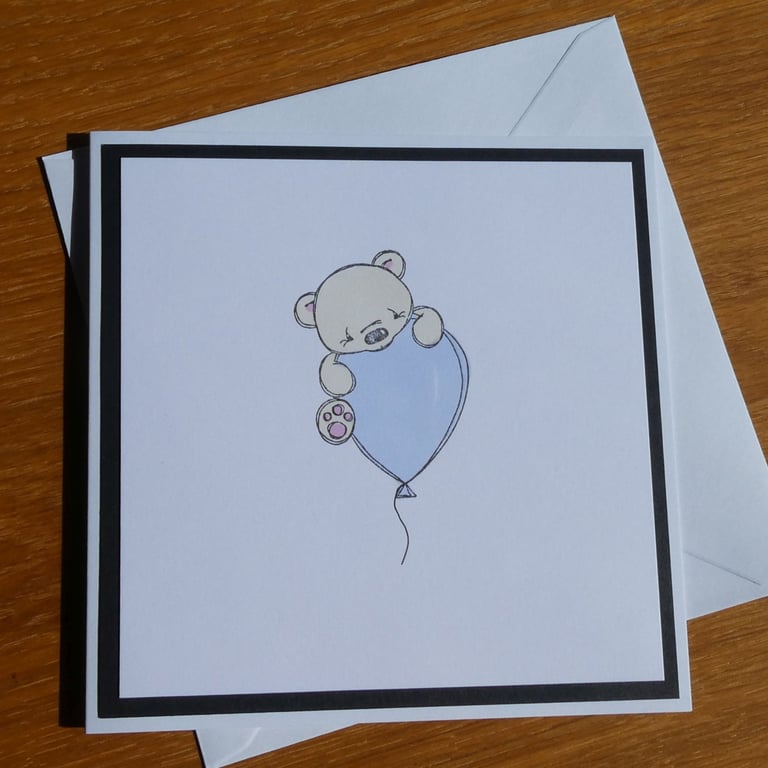 Teady Bear With Balloon Blank Card