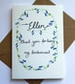 Personalised- wildflower thank you for being my bridesmaid card - Image 1