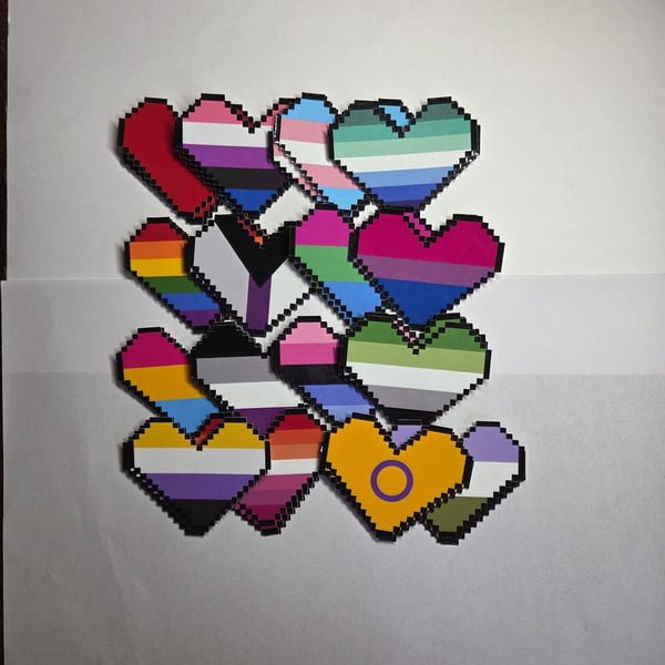 8 Bit heart necklace, LGBTQ Stickers Video Game Accessories