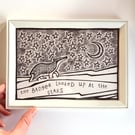 Badger Stars Giclee Print, Whimsical Joyful Home Art, Animal Illustration