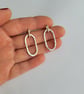 Silver Oval Earrings - Hammered Recycled Sterling Silver Chain Link