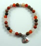 Gemstone Bracelet in Autumn Shades with Handmade Sterling Silver Heart Charm - Image 7