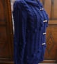 Ladies Navy Long Length Cardigan Hand knitted jacket Popcorn Chunky Wool Cable k - Image 1
