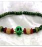 Wooden Surfer's bead bracelet with Green Skull bead - Image 2