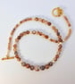 Striped Agate & Glass Pearl Necklace, June Birthstone, Anniversary Gifts For Her - Image 6