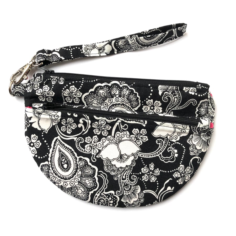 Black and white clutch bag