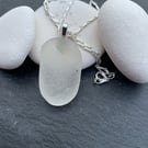 Silver plate and white seaglass pendant