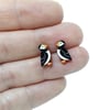 Puffin Stud Earrings, Seabird Studs, Silver Plated or Sterling Silver Backs
