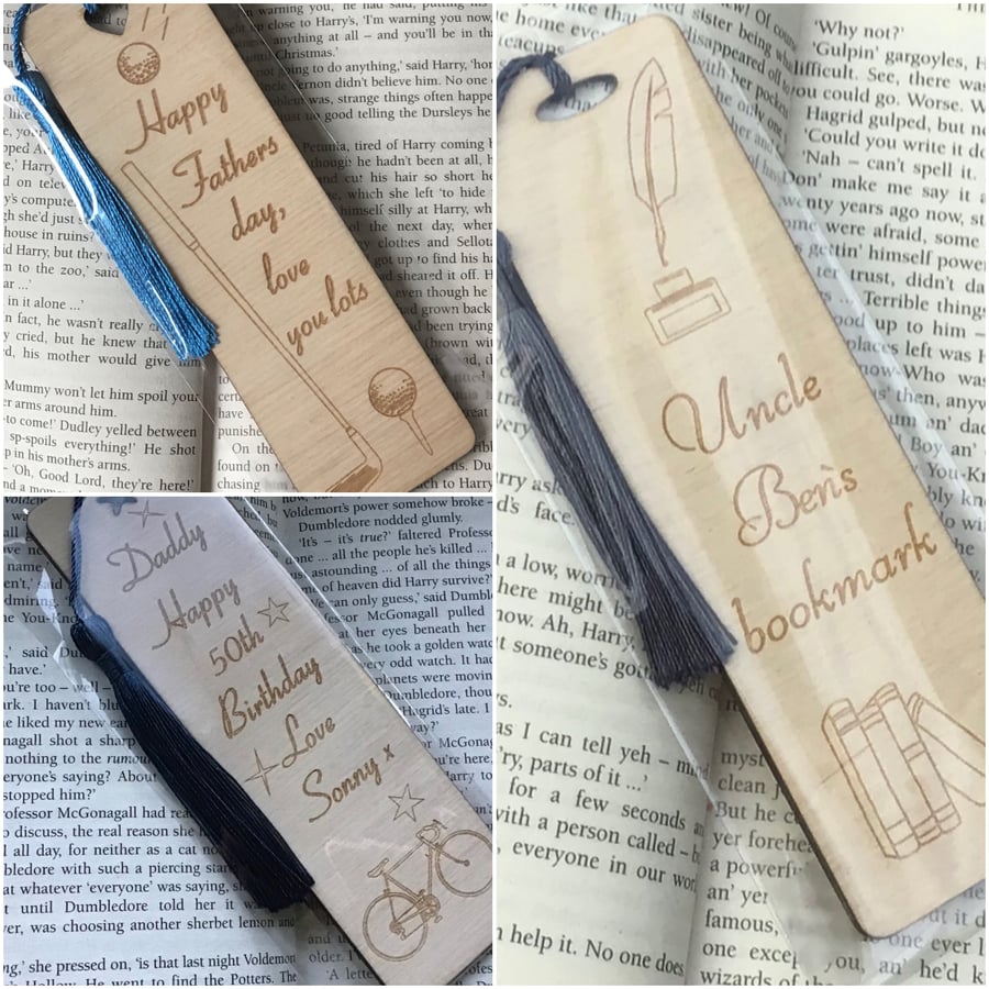 Father’s Day gift, male gift, personalised engraved wooden bookmark 