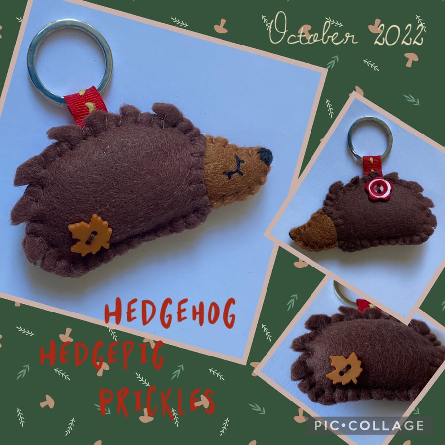 Handmade Hedgehog Key Ring in Brown Keyrings Animal