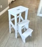 White Wooden Folding Step Stool – Kitchen & Library Steps, Handmade in Britain